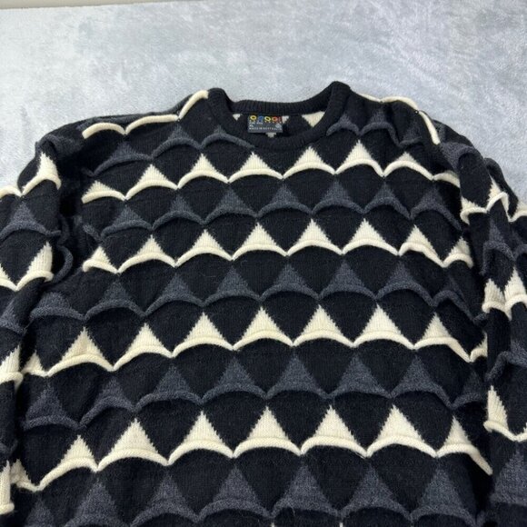 Vintage Coogi Australia Men's Size XL Pure Wool Knit Sweater Black / Cream - Picture 6 of 14